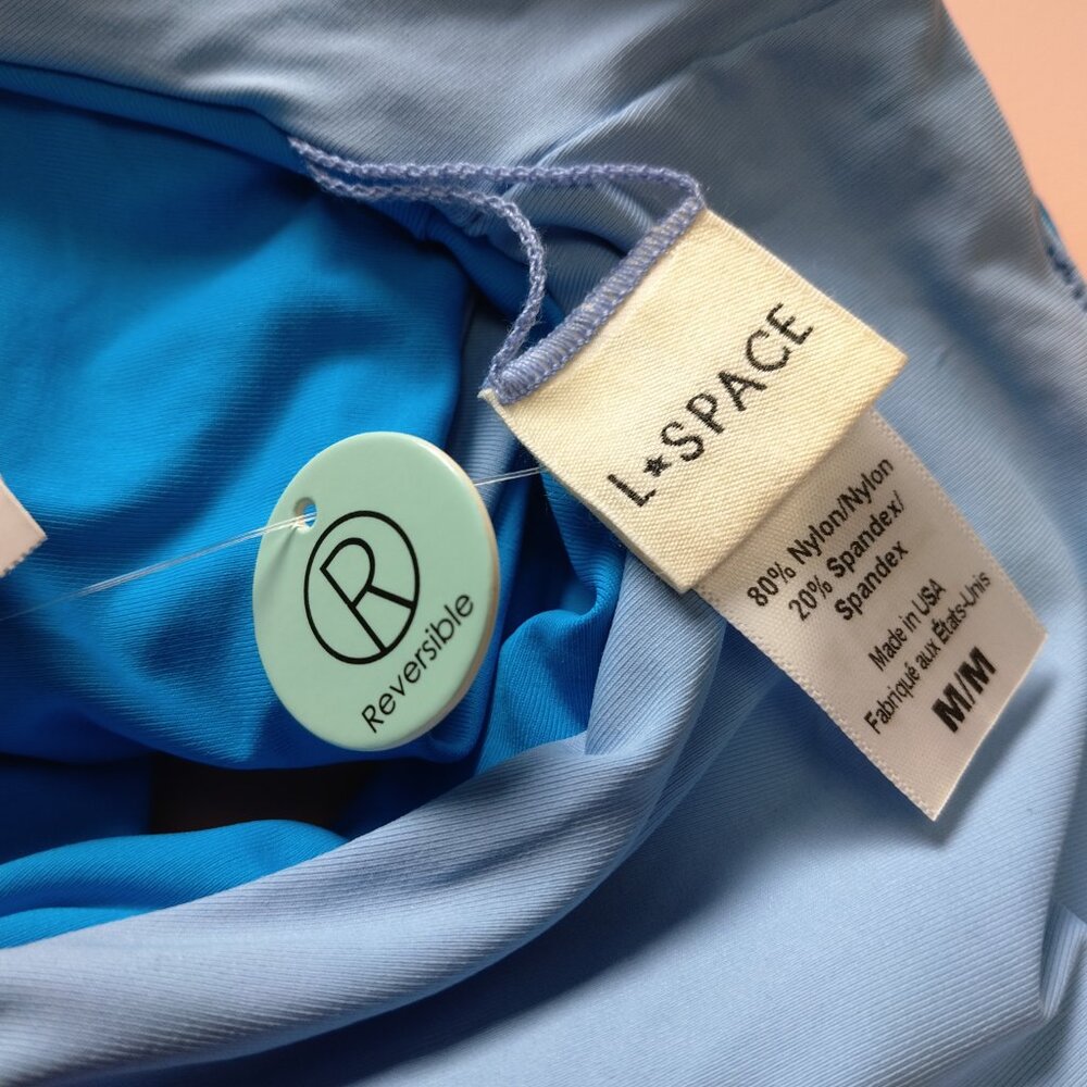 L*Space Women's Medium One Wave Aura & Electric Blue Reversible Bikini Top NEW - Picture 6 of 7